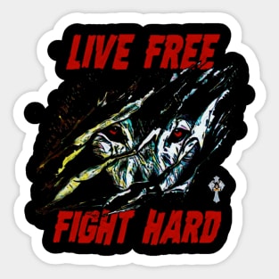 Live Free Fight Hard lone wolf claws Sticker